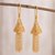 Gold plated sterling silver filigree waterfall earrings, 'Golden Dancing Bells' - 24k Gold Plated Sterling Silver Waterfall Earrings from Peru thumbail