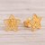 Gold plated sterling silver filigree button earrings, 'Classical Stars' - 24k Gold Plated Sterling Silver Filigree Star Earrings (image 2b) thumbail