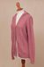 100% alpaca hooded cardigan, 'Sweet Carnation' - Knit 100% Alpaca Cardigan in Carnation from Peru (image 2b) thumbail