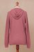 100% alpaca hooded cardigan, 'Sweet Carnation' - Knit 100% Alpaca Cardigan in Carnation from Peru (image 2c) thumbail