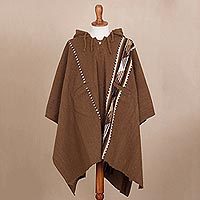 Alpaca and wool blend poncho,