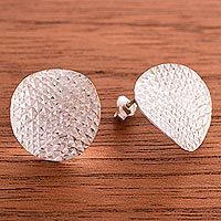 Sterling silver button earrings,