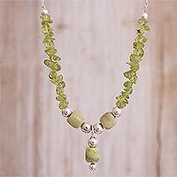 Serpentine and peridot Y-necklace,