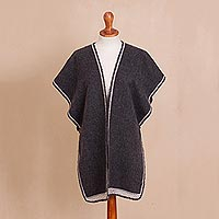 Unicef Market Alpaca Blend Ruana Vest In Graphite From Peru Flirty