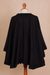 Alpaca blend ruana, 'Flowers in the Night' - Floral Alpaca Blend Ruana in Black from Peru (image 2c) thumbail