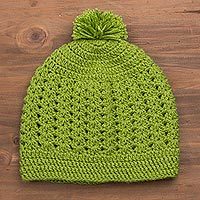 Hand-knit hat,