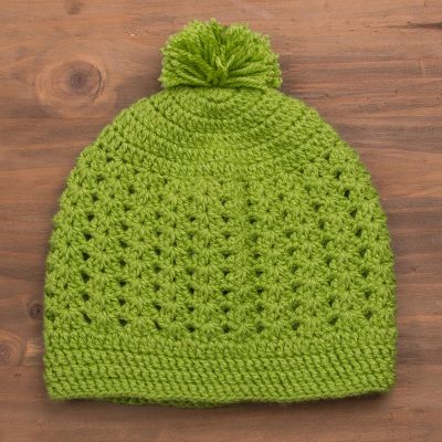 Hand-knit hat, Avocado Style