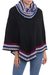 Alpaca blend poncho, 'Festive Streamers' - Knit Alpaca Blend Poncho in Black with Colorful Accents thumbail