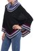 Alpaca blend poncho, 'Festive Streamers' - Knit Alpaca Blend Poncho in Black with Colorful Accents (image 2b) thumbail