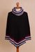 Alpaca blend poncho, 'Festive Streamers' - Knit Alpaca Blend Poncho in Black with Colorful Accents (image 2d) thumbail