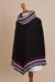 Alpaca blend poncho, 'Festive Streamers' - Knit Alpaca Blend Poncho in Black with Colorful Accents (image 2e) thumbail
