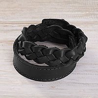Braided leather wrap bracelet,