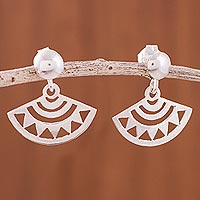 Sterling silver dangle earrings, 'Mascapaicha' - Pre-Hispanic Sterling Silver Dangle Earrings from Peru