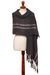 Alpaca blend shawl, 'Comfort Road in Grey' - Handwoven Grey with White Stripes Alpaca Blend Fringed Shawl (image 2a) thumbail