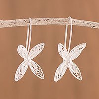 Sterling silver filigree drop earrings,
