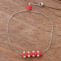 Sterling silver pendant bracelet,