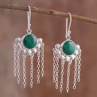 Chrysocolla chandelier earrings,