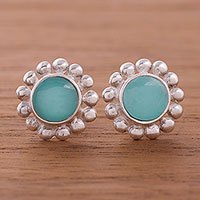 Opal button earrings,