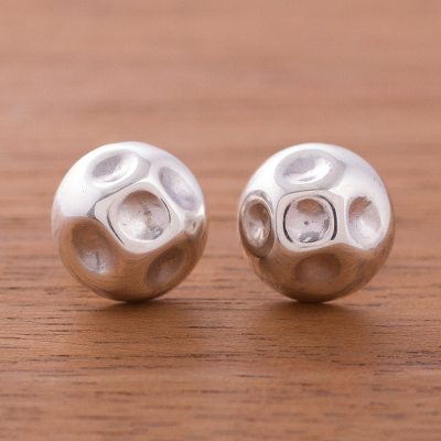 Sterling silver stud earrings, Lunar Lakes