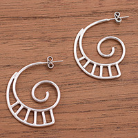 Sterling silver half-hoop earrings,