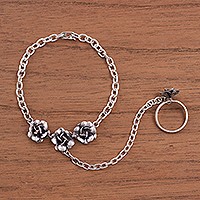 Sterling silver pendant ring bracelet,