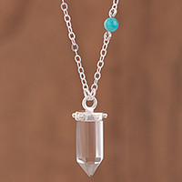 Quartz and amazonite pendant necklace,