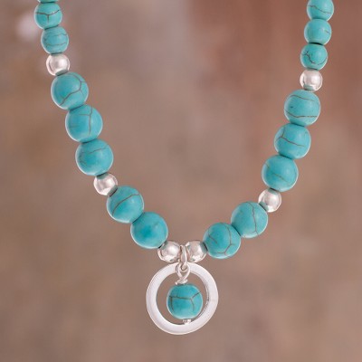 Sterling silver beaded pendant necklace, Beautiful Planets
