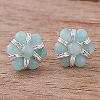 Amazonite button earrings,