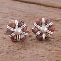 Jasper button earrings,