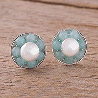 Amazonite button earrings,