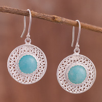 Amazonite filigree dangle earrings,