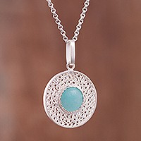 Amazonite filigree pendant necklace,