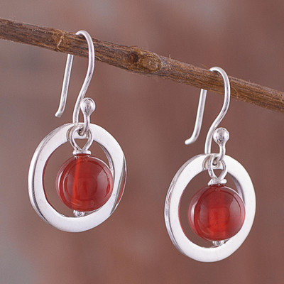 Carnelian dangle earrings, Beautiful Planets