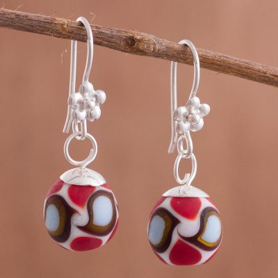 Art glass dangle earrings, Murano Abstraction