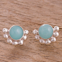 Opal button earrings,