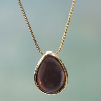 Gold plated obsidian pendant necklace, Dusky Glow