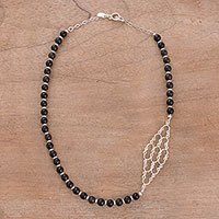 Obsidian beaded necklace,