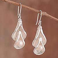 Cultured pearl filigree dangle earrings,