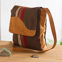 Suede accented wool blend sling, 'Mountain Walker' - Suede Accented Wool Blend Sling from Peru