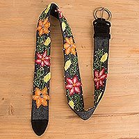 Leather accented wool and cotton belt,