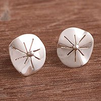 Sterling silver button earrings,