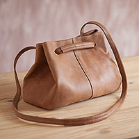 Featured review for Leather shoulder bag, Stylish Sepia