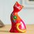 Ceramic figurine, 'Sweet Cat in Red' - Hand-Painted Ceramic Cat Figurine in Red from Peru thumbail