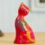 Ceramic figurine, 'Sweet Cat in Red' - Hand-Painted Ceramic Cat Figurine in Red from Peru (image 2b) thumbail