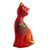 Ceramic figurine, 'Sweet Cat in Red' - Hand-Painted Ceramic Cat Figurine in Red from Peru (image 2c) thumbail
