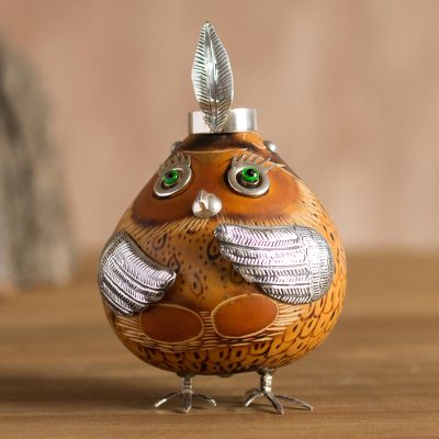 Sterling silver and gourd figurine, Shipibo-Conibo