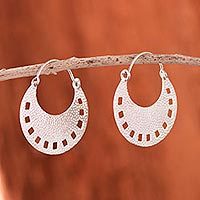 Sterling silver half-hoop earrings,