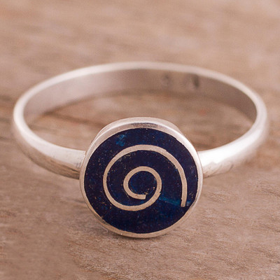 Lapis lazuli cocktail ring, Andean Swirl