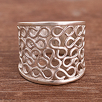Sterling silver band ring, 'Vintage Infinity' - Infinity Pattern Sterling Silver Band Ring from Peru
