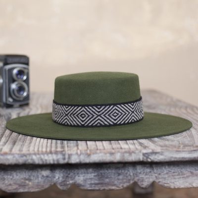 Alpaca and wool blend felt hat, 'Nawi in Olive' - Alpaca and Wool Blend Felt Hat in Olive from Peru